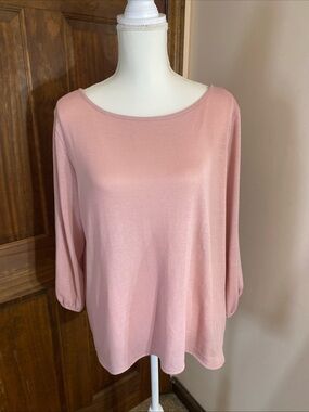 New York & Company Sweet Pea Dusty Rose Boatneck Top